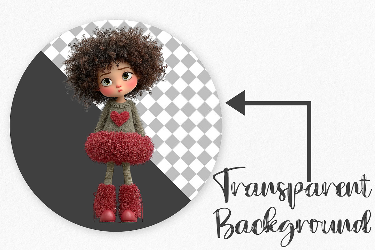 Quirky Valentine Day Girl Clipart, an Illustration by Canvas Craft (Photo 2 of 6)