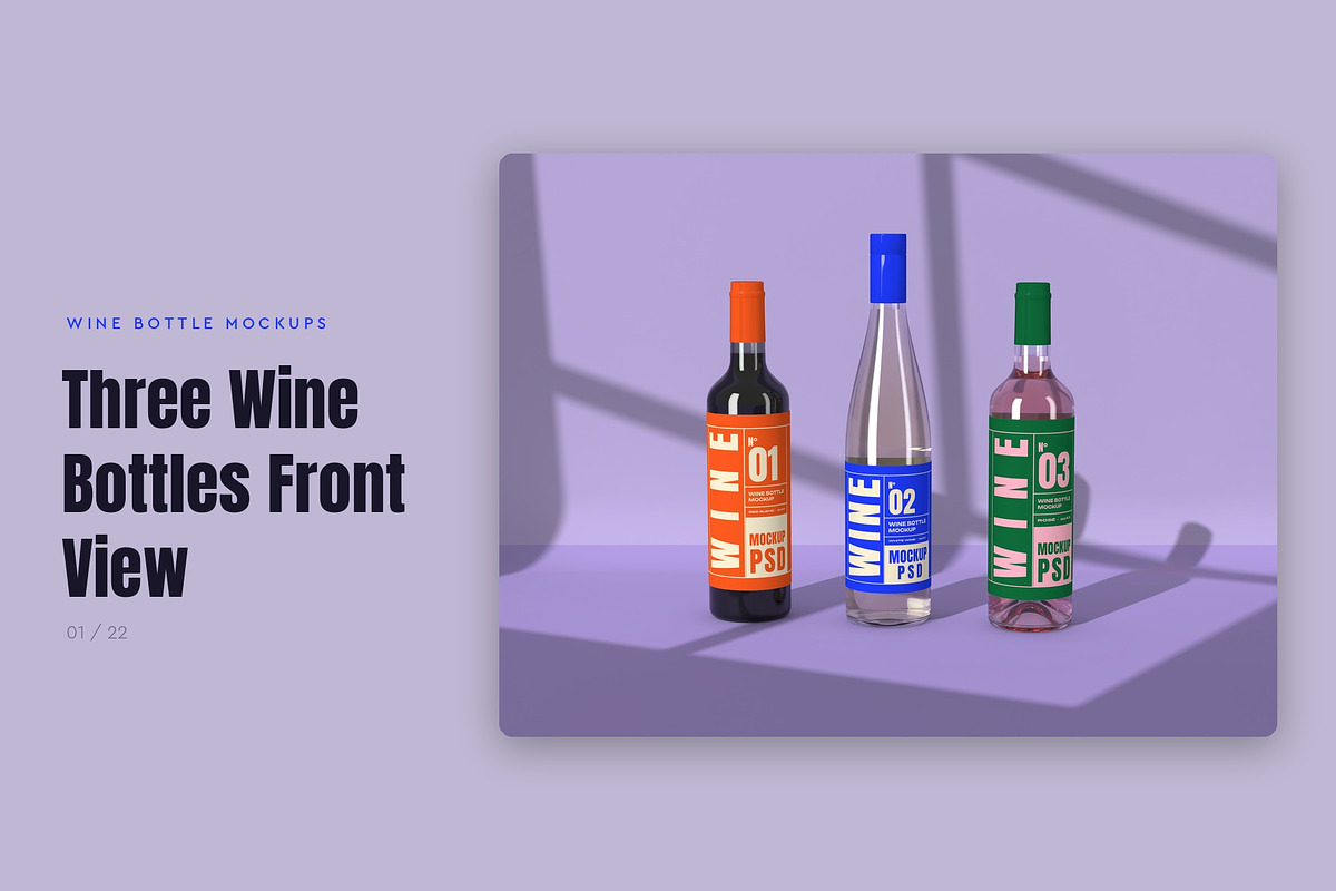 Wine Bottle Mockup Pack, a Cups & Container Mockup by Motion-Box (Photo 2 of 24)