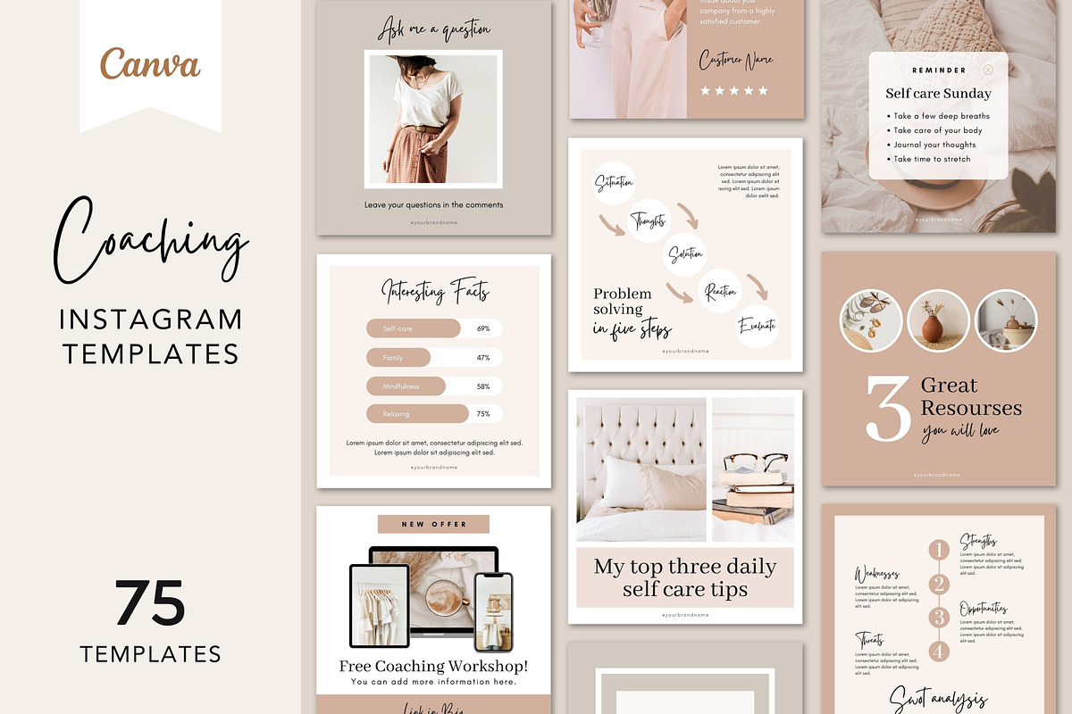 Coaching Instagram Templates | Canva, a Social Media Template by DeeBeeDesign (Photo 1 of 10)