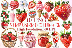 Strawberry Clipart Cottagecore Png S, an Illustration by Sublimation Artist