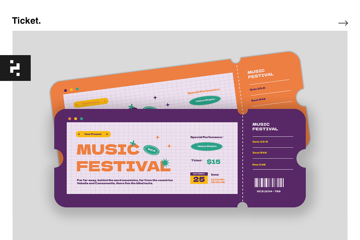 Music Event Ticket Template, an Invitation Template by Neermana