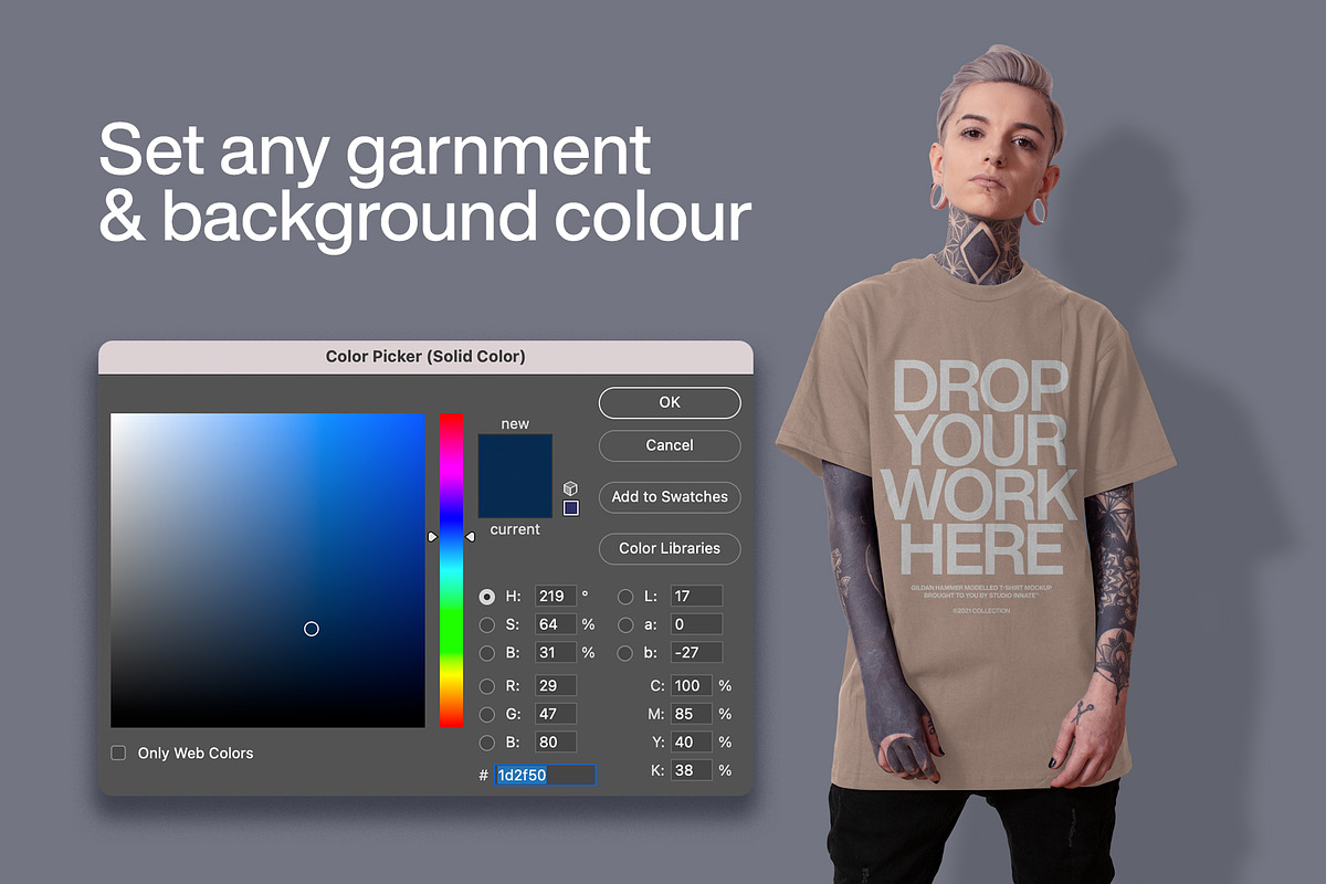 Gilden Hammer T-Shirt Modelled, a Shirt Mockup by Studio Innate (Photo 2 of 4)