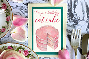Let Them Eat Cake Watercolor Graphic, an Illustration by Cecile's Paper Co. (Thumbnail 3 of 5)