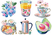 Breakfast & Coffee Clipart, an Illustration by DreamCafeArt (Thumbnail 2 of 6)