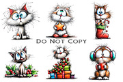 Whimsical Christmas Cats Clipart, an Illustration by Craft Nest (Thumbnail 5 of 7)