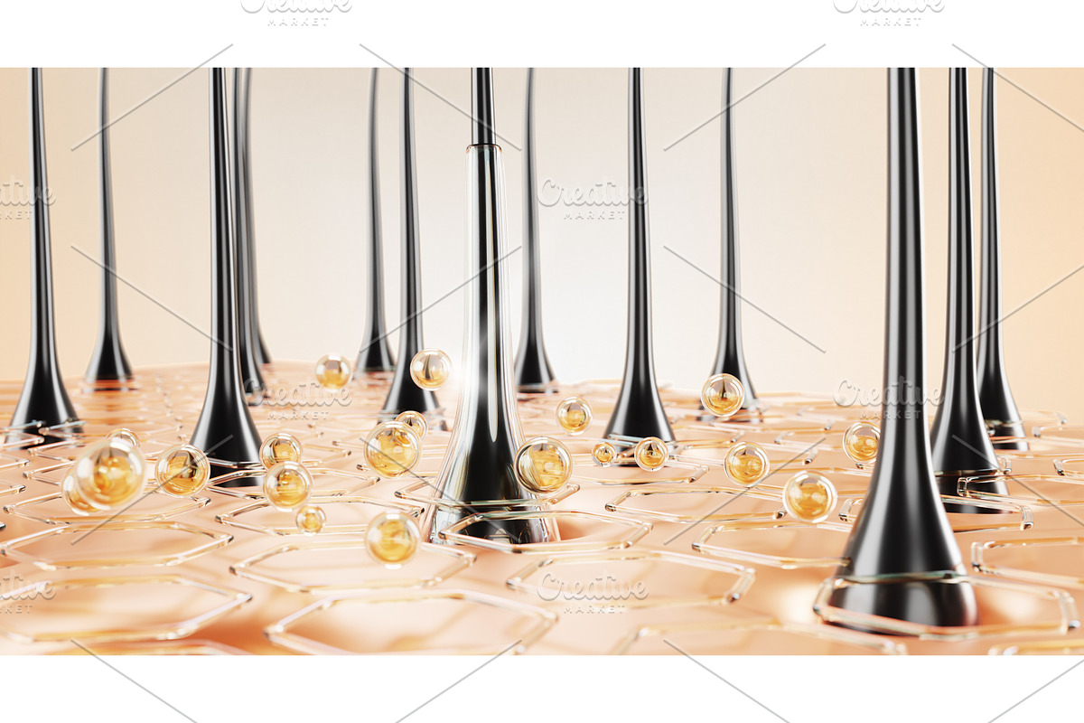 3d hair care, cosmetic lab, a Technology Illustration by Marozhkastudio