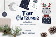 Tiger Christmas Collection, an Animal Illustration by Iryna Danyliuk (Thumbnail 1 of 16)