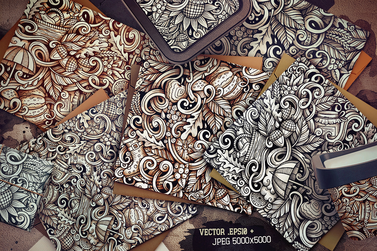 Autumn Graphics Doodles Patterns, a Decorative Illustration by BALABOLKA (Photo 2 of 6)