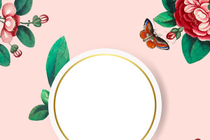 Painting Flowers Blank Circle Frame