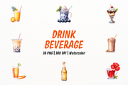 Pastel Drink Beverages Clipart, a Food Illustration by New-School-Wave (Thumbnail 1 of 5)