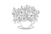 Floral Teacup Line Art Bundle, an Illustration by Gfx_Store (Thumbnail 19 of 51)