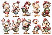 Whimsical Easter Turkey Clipart, a Seasonal Illustration by HueNestify (Thumbnail 2 of 3)