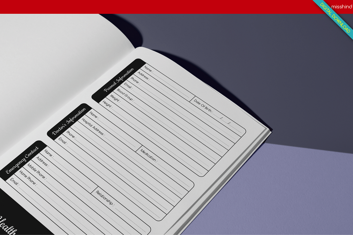 Blood Pressure Log Book • KDP, a Templates & Theme by HyeRi (Photo 3 of 3)