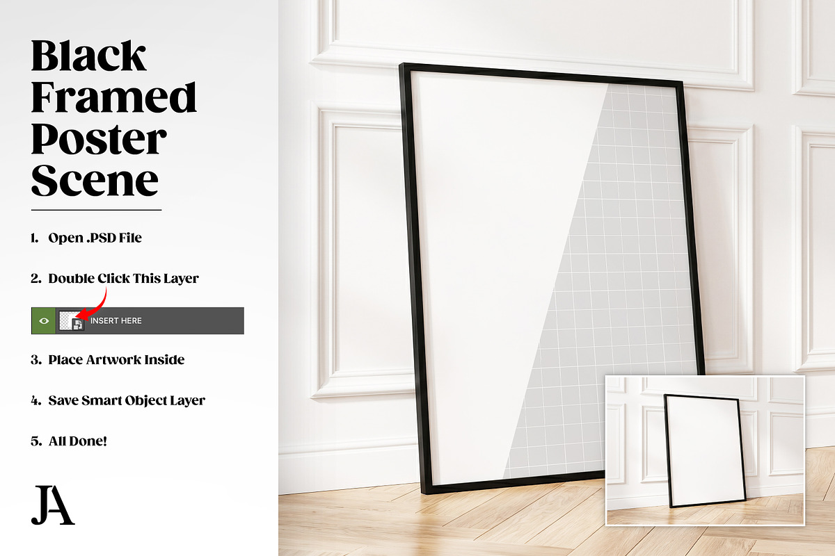 Black Framed Poster DIN A PSD Mockup, a Household Mockup by Julian Adams (Photo 3 of 3)