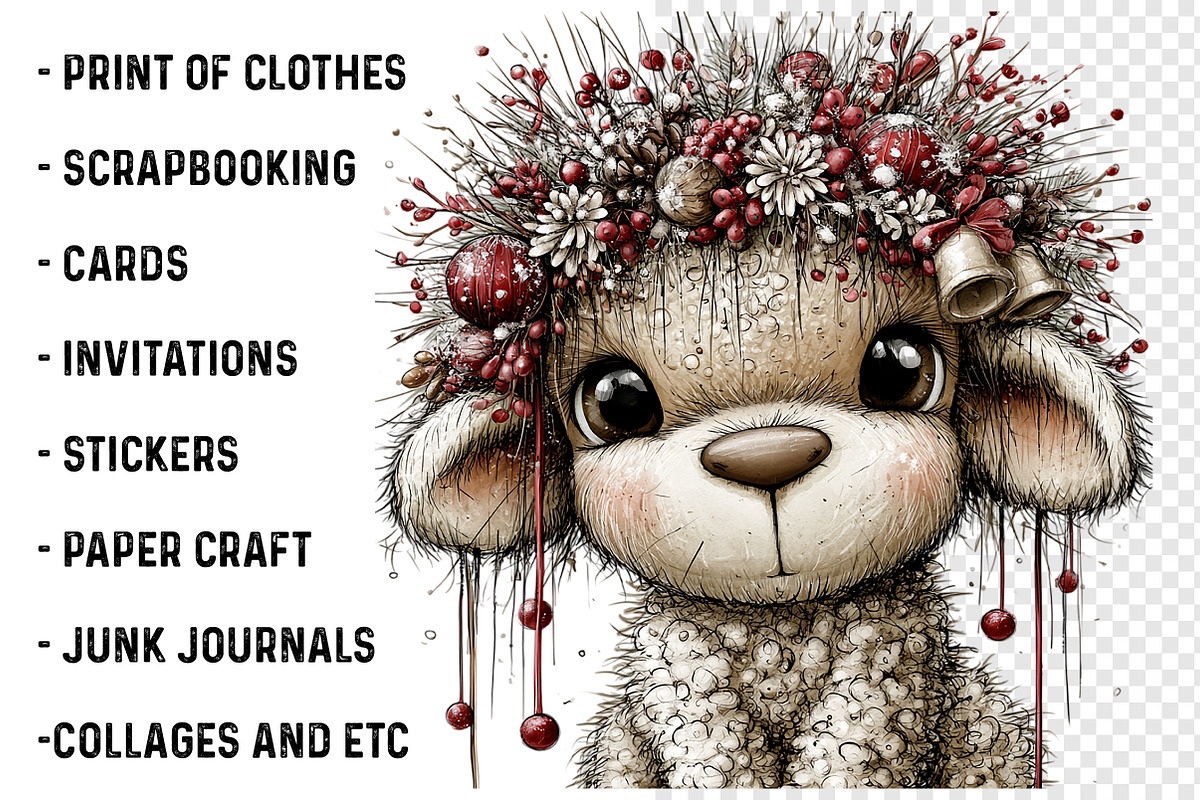 Cute Animals Christmas Clipart, a Transportation Illustration by SinaCreation (Photo 3 of 9)