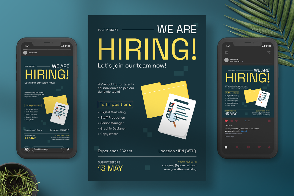 Green We are Hiring Flyer, a Flyer Template by Annora Studio (Photo 2 of 6)