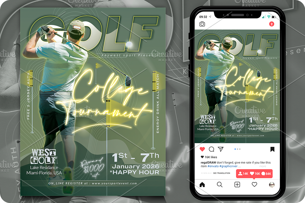 Golf College Tournament Sport Flyer, a Flyer Template by regalDRAW (Photo 4 of 4)