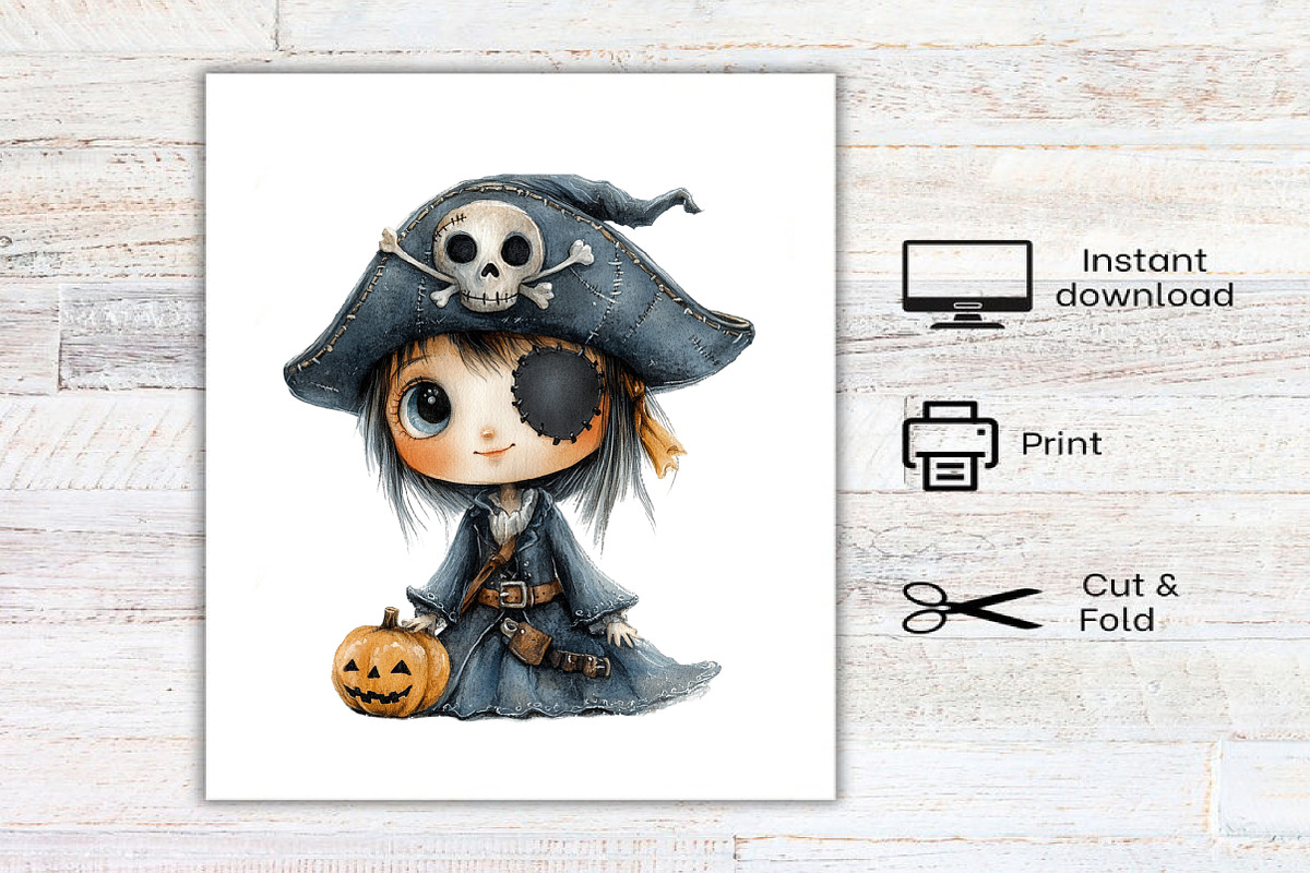 Watercolor Halloween Doll Clipart, an Illustration by Canvas Craft (Photo 8 of 8)