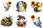 Witchy Sunflower Ghost Halloween, an Illustration by DreamArtGraphic (Thumbnail 3 of 5)