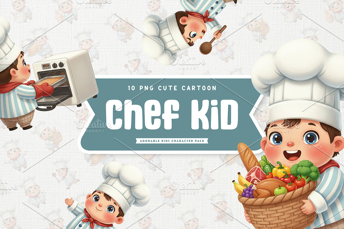 Joyful Chef Kid Adorable Cartoon, a Food Illustration by Gohsantosa (Photo 1 of 4)