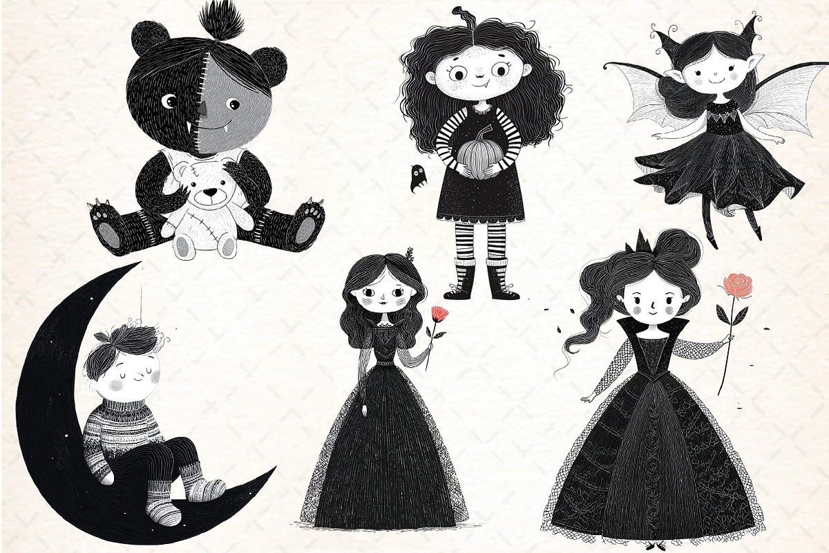 Whimsical Gothic Vampire Dolls Clipa, an Illustration by DreamCafeArt (Photo 8 of 8)