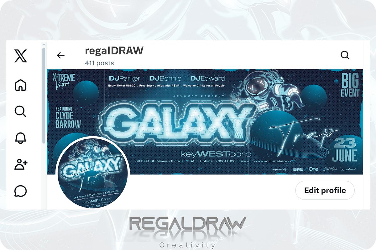 Galaxy Trap Social media Template, a Social Media Template by regalDRAW (Photo 2 of 4)