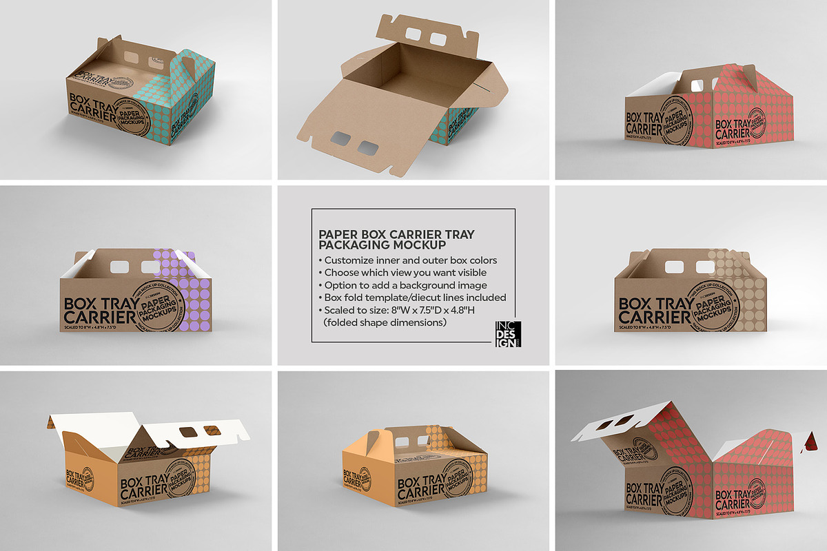 Box Carrier Tray Packaging Mockup, a Cups & Container Mockup by INCDesign (Photo 2 of 7)