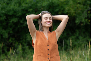 Peaceful moment for woman standing, a Person Photo by HalfPoint