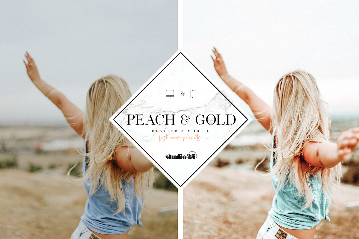 Peach and gold blogger preset, an Action Add-On by studio25 (Photo 3 of 6)