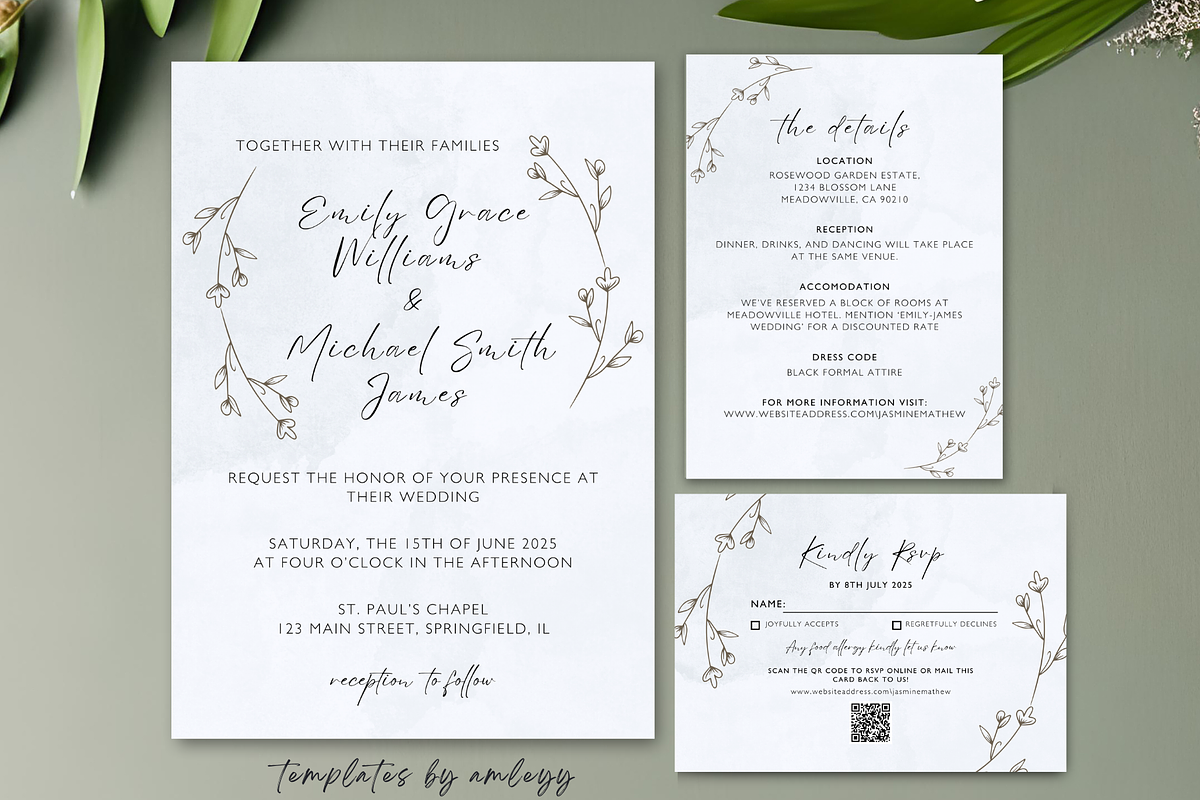 Minimal Wedding Invitation Suite, a Templates & Theme by Elegant_Studio44 (Photo 2 of 4)