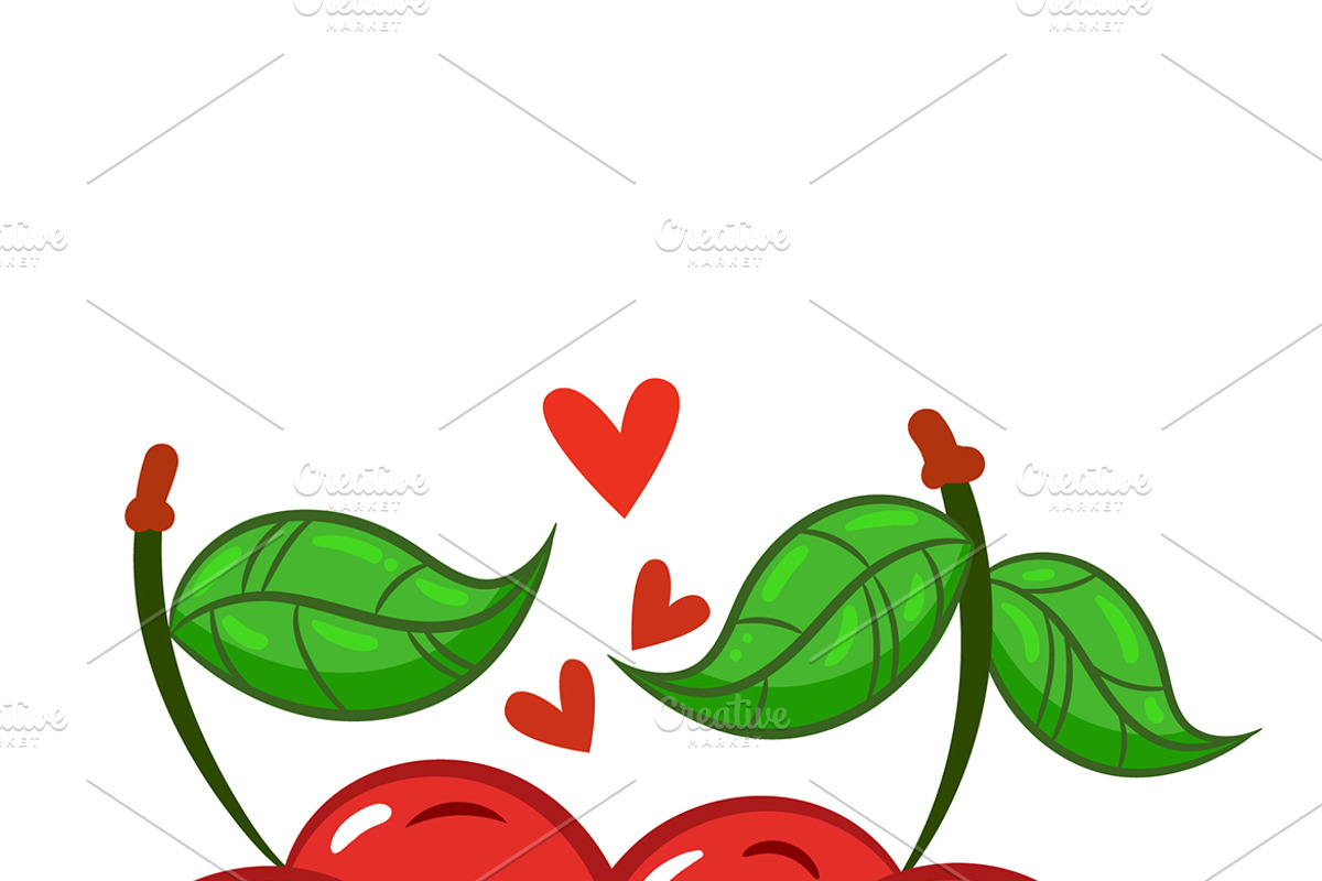 Hand Drawn Cherry Kiss Cartoon, a Food Illustration by MISS CHATZ (Photo 3 of 3)