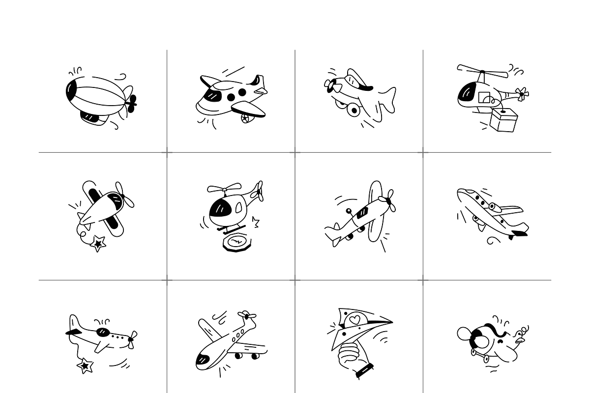 Animated Aircraft Doodle Set, a Duotone Icon by Vectors Market (Photo 7 of 9)
