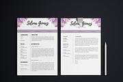 Purple Floral Cv template, a Resume Template by Emaholic Template (Thumbnail 2 of 4)