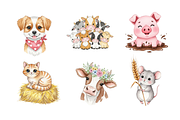 Watercolor Cute Farm Animals Clipart, an Animal Illustration by BerryPieArt (Thumbnail 2 of 4)