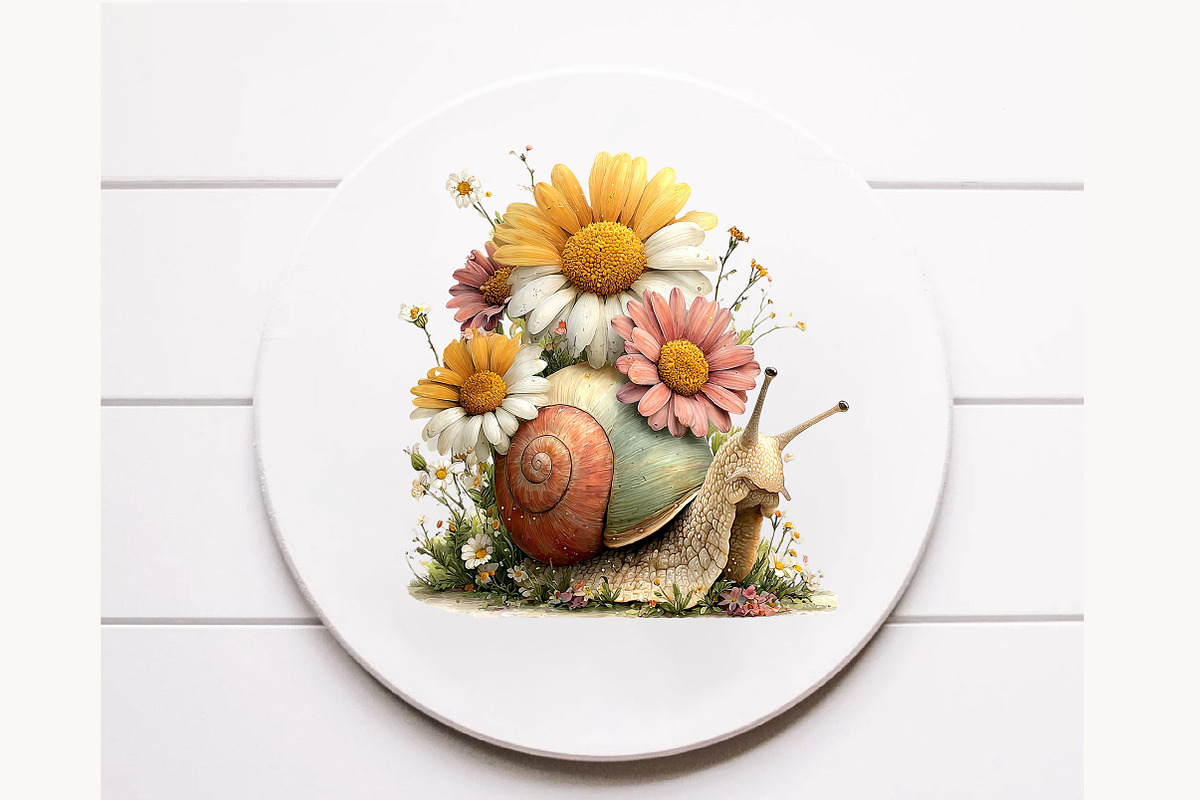 Whimsical Daisy Snail Clipart, a Seasonal Illustration by Designworld (Photo 10 of 10)