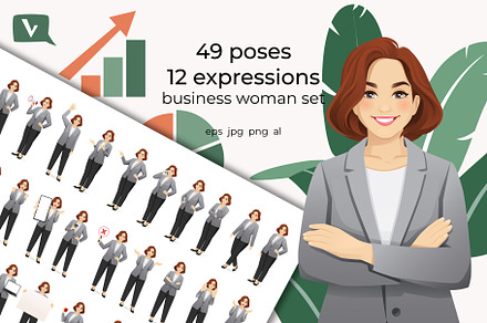 Elegant business woman set, a Person Illustration by Volha Hlinskaya