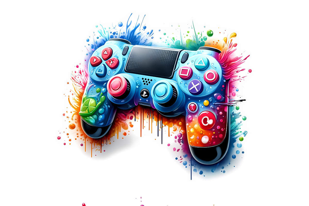 Color Splash Game Controller Set, a Technology Illustration by DoubleTwists (Photo 5 of 5)