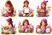 Whimsical Easter Girl Clipart, an Illustration by Craft Nest (Thumbnail 4 of 9)