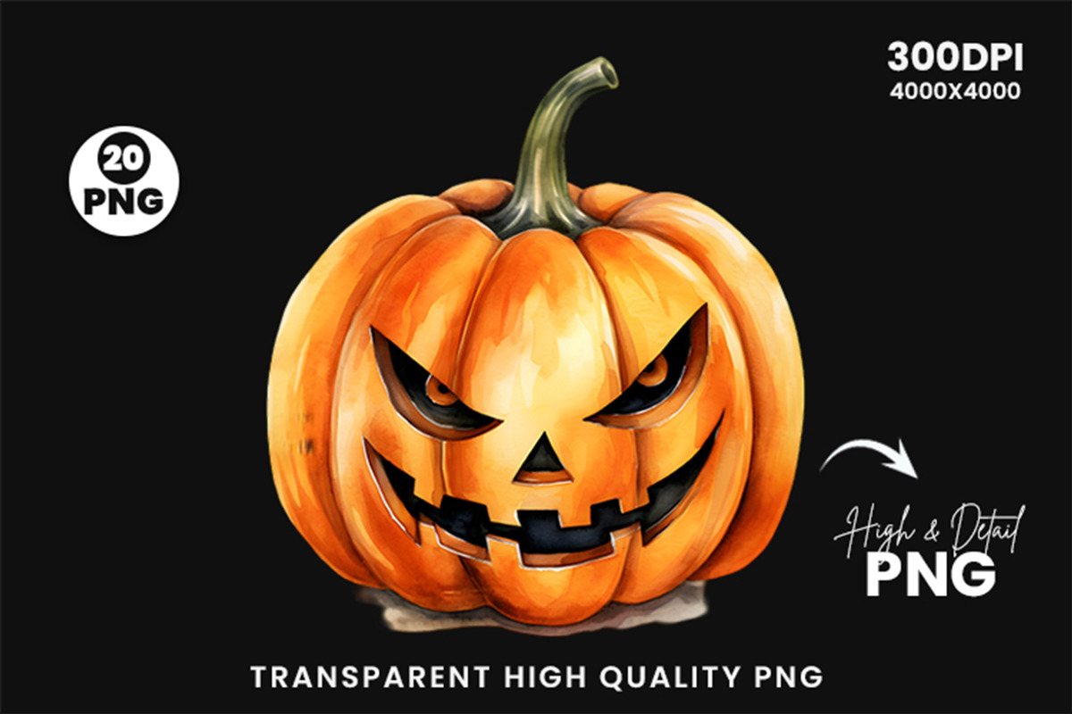 Halloween Jack-o-lantern PNG Bundle, a Seasonal Illustration by Creative Arslan (Photo 10 of 11)