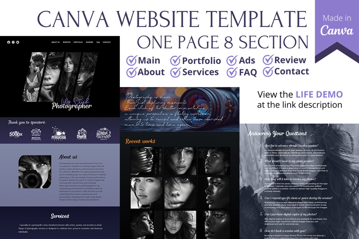 Canva Website for Photographer, a Landing Page Template by Lenka_X (Photo 2 of 2)