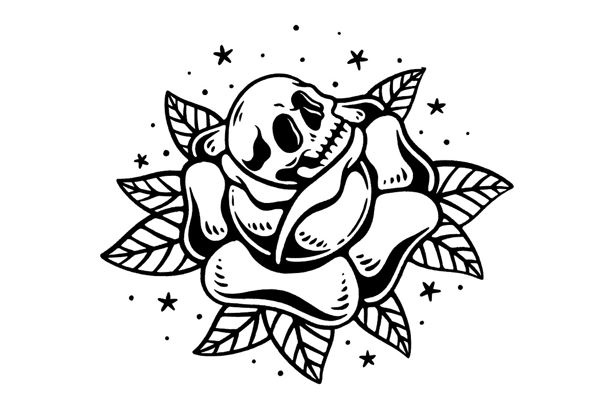 Old School Skull Rose Illustration, an Object Illustration by Decoconio Design (Photo 2 of 3)