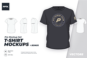 T-shirt vector mockups + Bonus, a Shirt Mockup by PrePress Toolkit (Thumbnail 1 of 5)