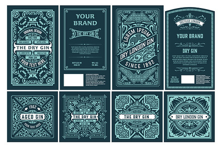 Set of 8 Vintage Labels for Packing, a Flyer Template by OneVectorStock