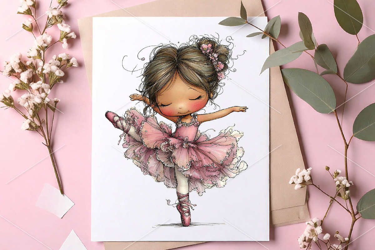 Whimsical Pink Ballerina Girl PNG, a Seasonal Illustration by Canvas Craft (Photo 7 of 7)