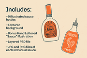 Saucy! Illustrated Sauce Bottles, an Illustration by Abigail Creative (Thumbnail 2 of 7)