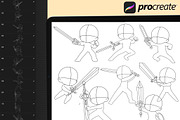 50 Chibi Procreate fighting Stamps, a Brush Add-On by DrawingStoryShop (Thumbnail 3 of 6)