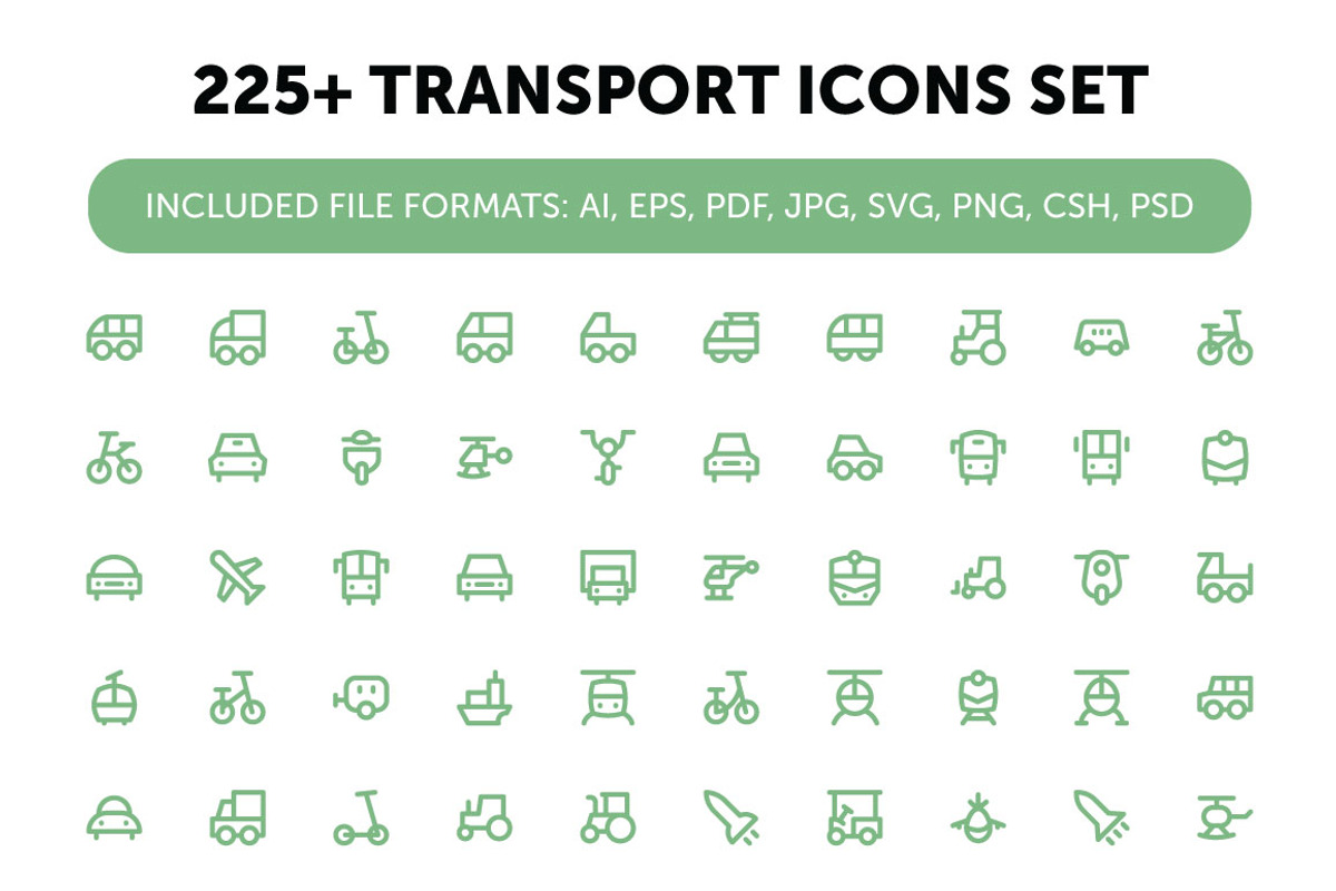 225+ Transport Icons Set, an Outline Icon by Vectors Market (Photo 1 of 4)