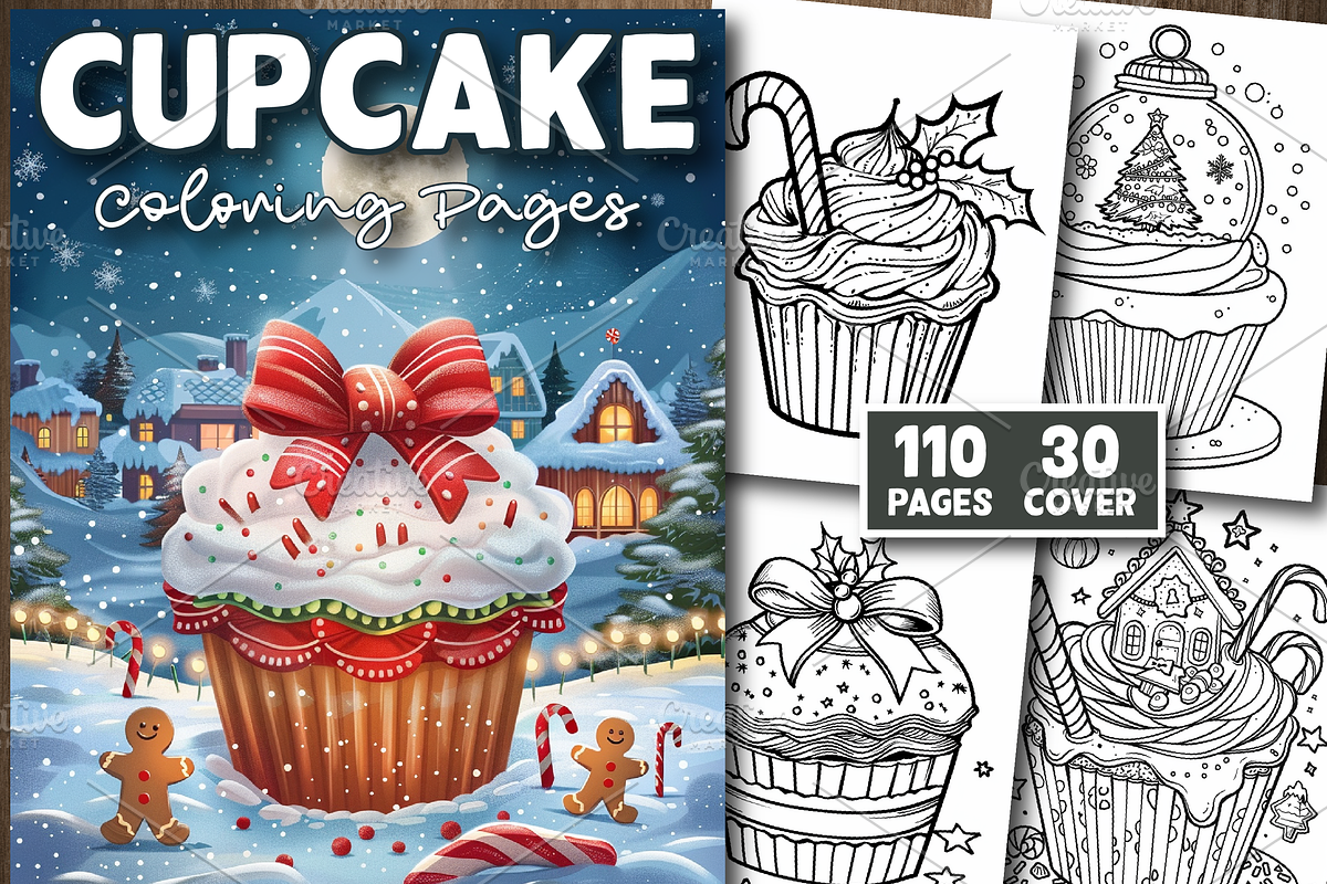 Cupcake Coloring Pages For Adults, a Decorative Illustration by Design Station (Photo 1 of 3)