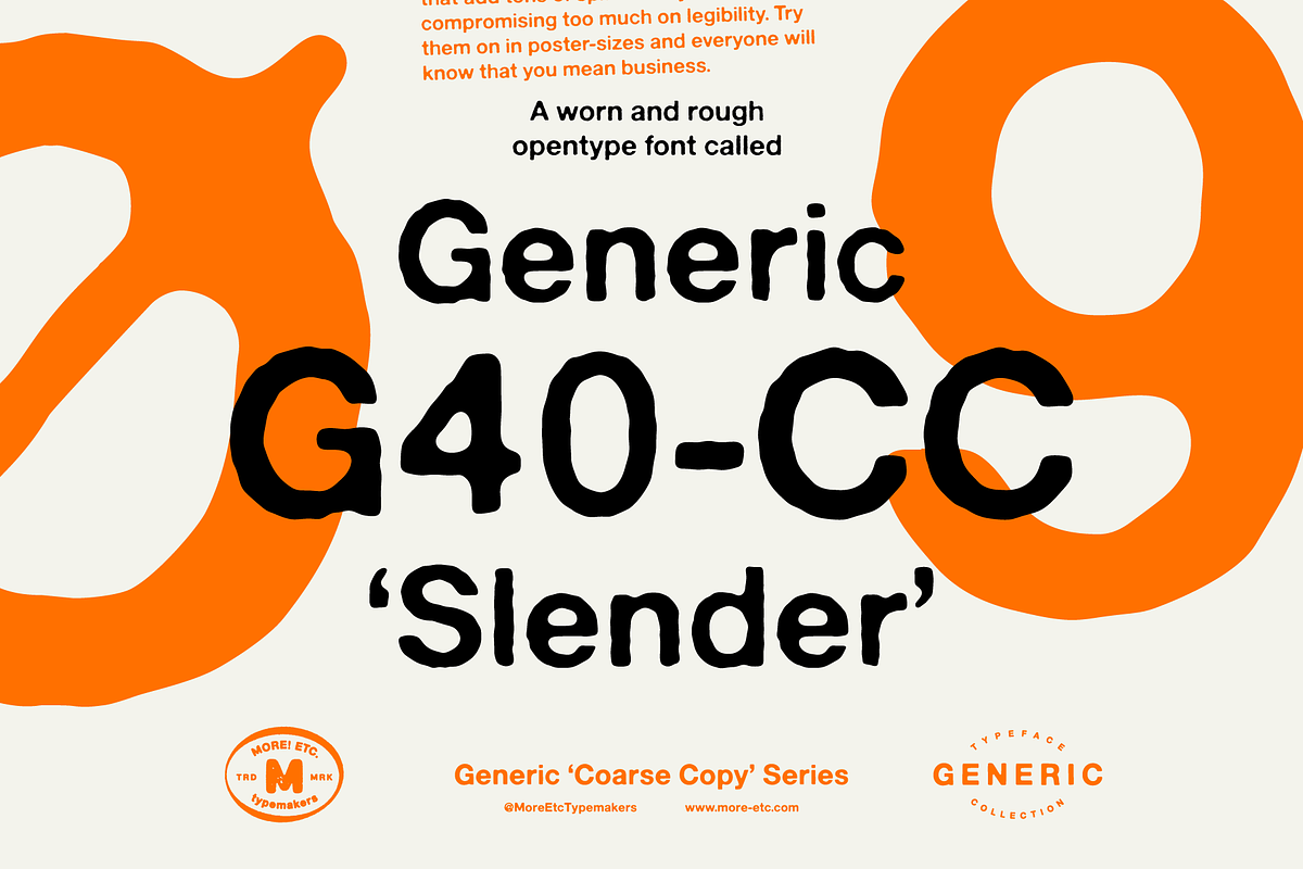 Generic G40-CC 'Slender', a Sans Serif Font by More Etc. Studios (Photo 1 of 8)