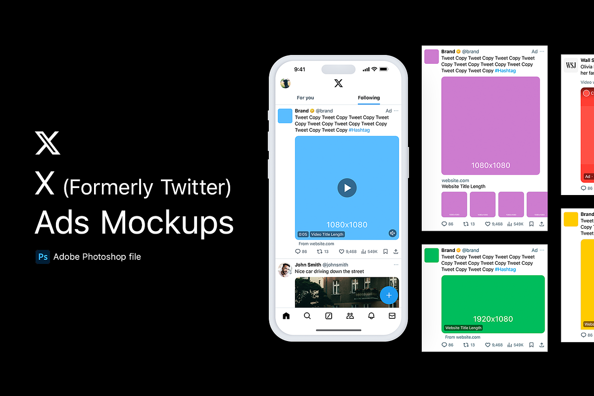 X (Formerly Twitter) Ads Mockups, a Social Media Template by lprdesigns (Photo 1 of 6)